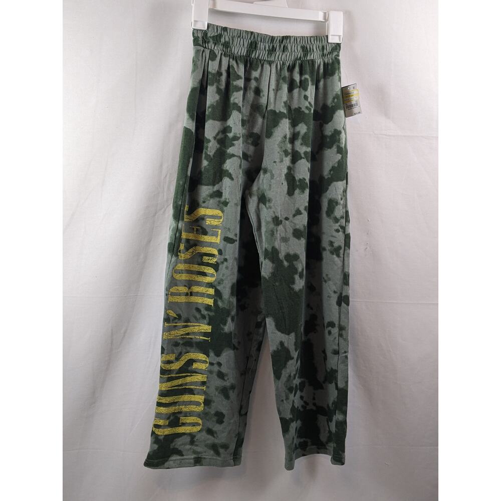 Guns N' Roses‎ Camo Lounge Pants Wide Leg Green XS Sweatpants Camoflauge Sweats